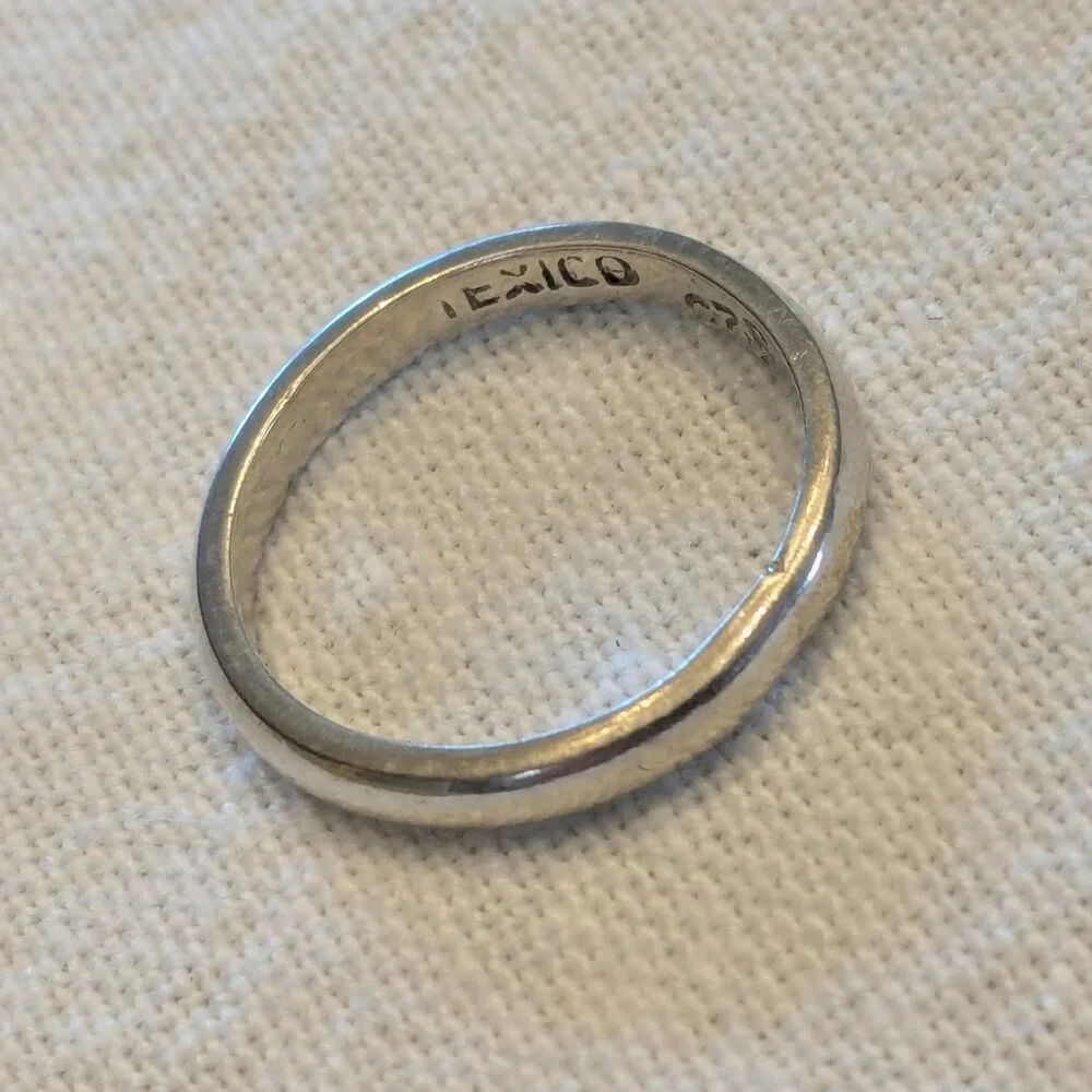 Vintage Taxco Mexico Sterling Silver Band Ring Minimalist 925 Wedding Stackable